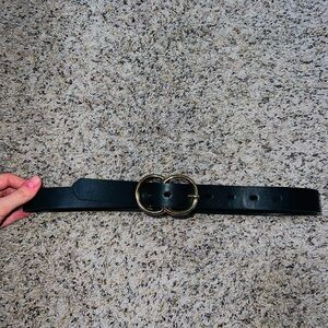 Elegant Black Belt with Gold Buckle